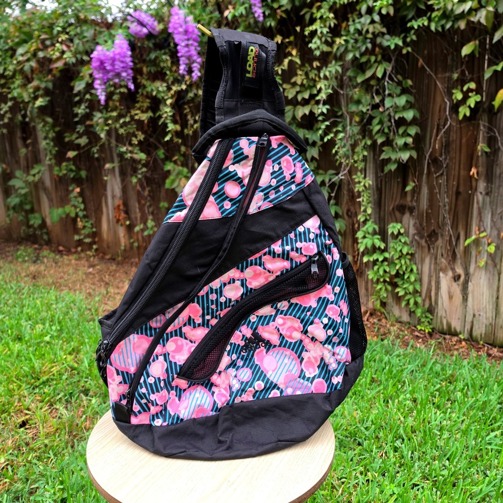 Adidas LoadSpring Sling Backpack Pink Blue Bubble Graphic Crossbody Bag